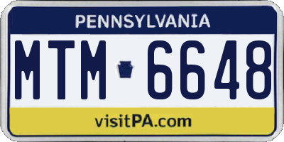 PA license plate MTM6648