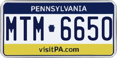 PA license plate MTM6650