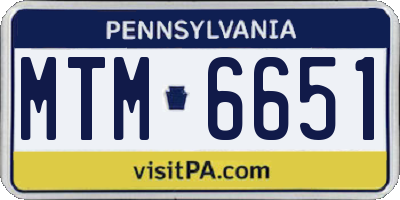 PA license plate MTM6651