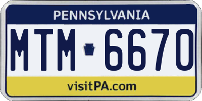 PA license plate MTM6670