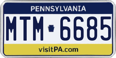 PA license plate MTM6685