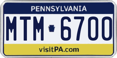 PA license plate MTM6700