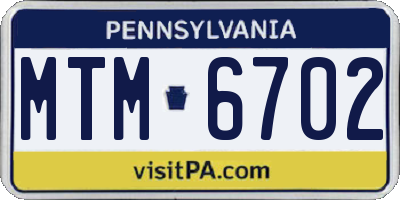 PA license plate MTM6702