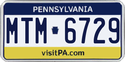 PA license plate MTM6729