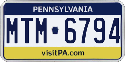PA license plate MTM6794