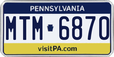 PA license plate MTM6870