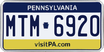 PA license plate MTM6920