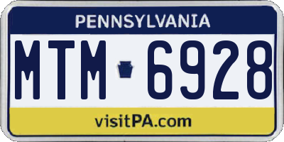 PA license plate MTM6928