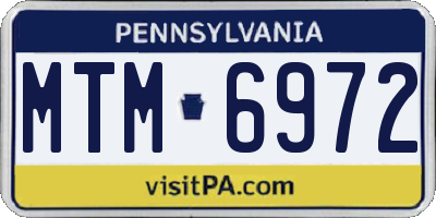 PA license plate MTM6972