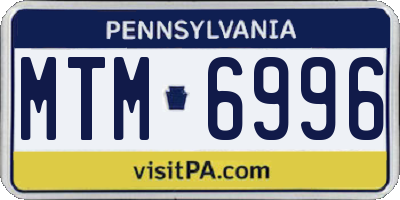 PA license plate MTM6996
