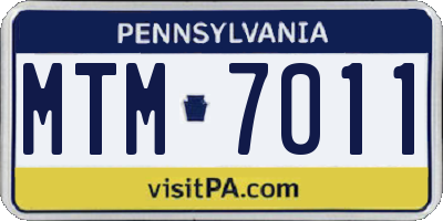 PA license plate MTM7011