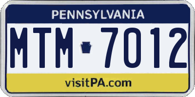 PA license plate MTM7012