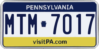 PA license plate MTM7017