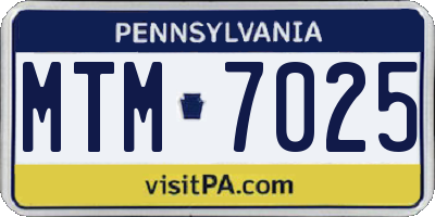 PA license plate MTM7025