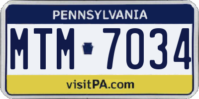 PA license plate MTM7034