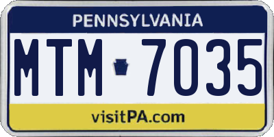 PA license plate MTM7035