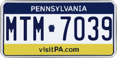 PA license plate MTM7039