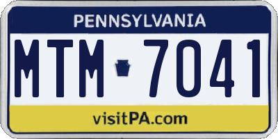 PA license plate MTM7041