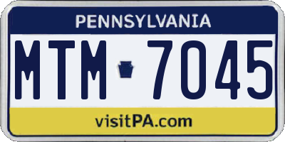 PA license plate MTM7045