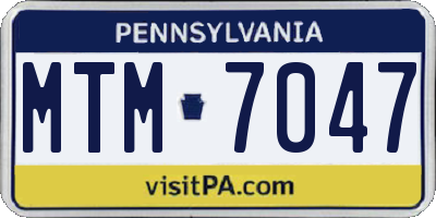 PA license plate MTM7047