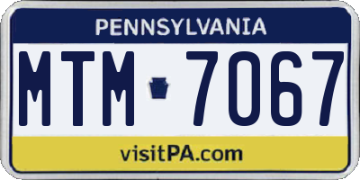 PA license plate MTM7067