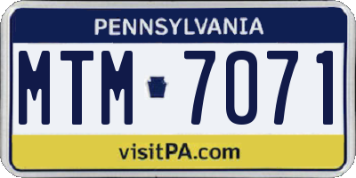 PA license plate MTM7071