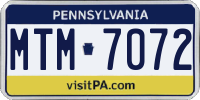 PA license plate MTM7072