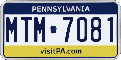 PA license plate MTM7081