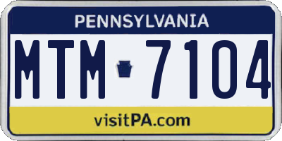 PA license plate MTM7104