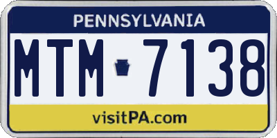 PA license plate MTM7138