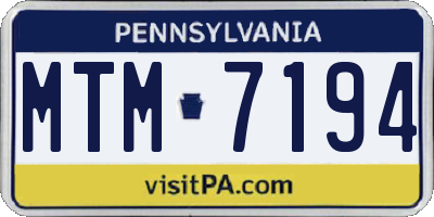 PA license plate MTM7194