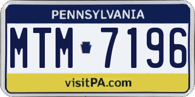 PA license plate MTM7196