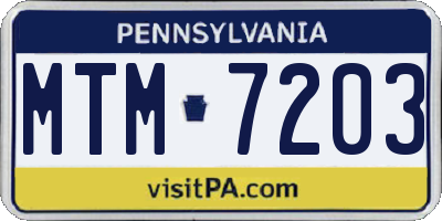 PA license plate MTM7203