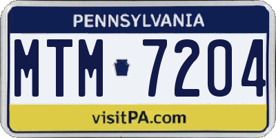 PA license plate MTM7204