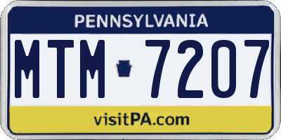 PA license plate MTM7207