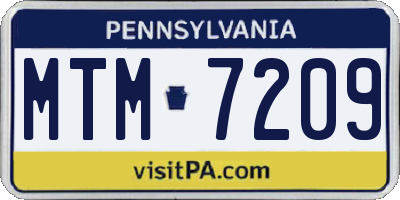 PA license plate MTM7209