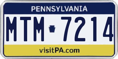 PA license plate MTM7214