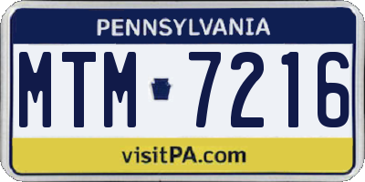 PA license plate MTM7216