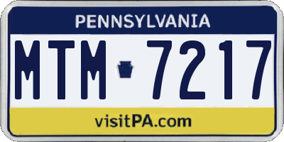 PA license plate MTM7217