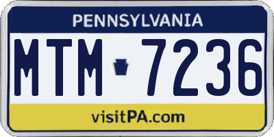 PA license plate MTM7236