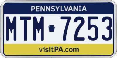 PA license plate MTM7253