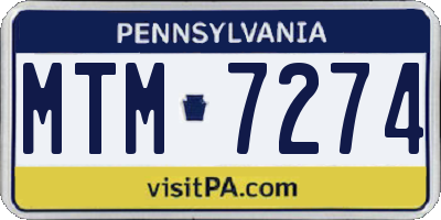 PA license plate MTM7274