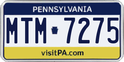 PA license plate MTM7275
