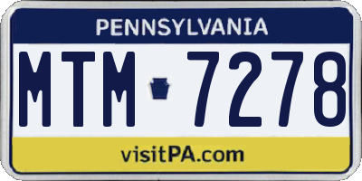 PA license plate MTM7278