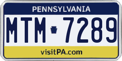 PA license plate MTM7289