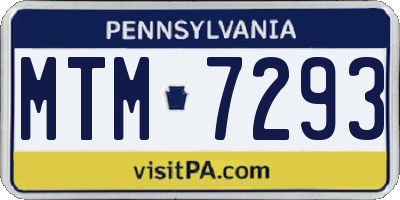 PA license plate MTM7293