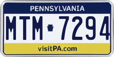 PA license plate MTM7294