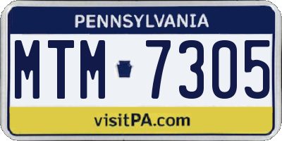 PA license plate MTM7305