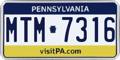 PA license plate MTM7316