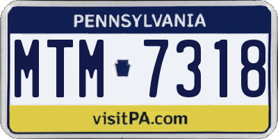 PA license plate MTM7318